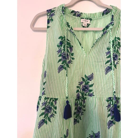 J.Crew Floral Mini Beach Dress Green Stripe Size XS - Picture 5 of 6